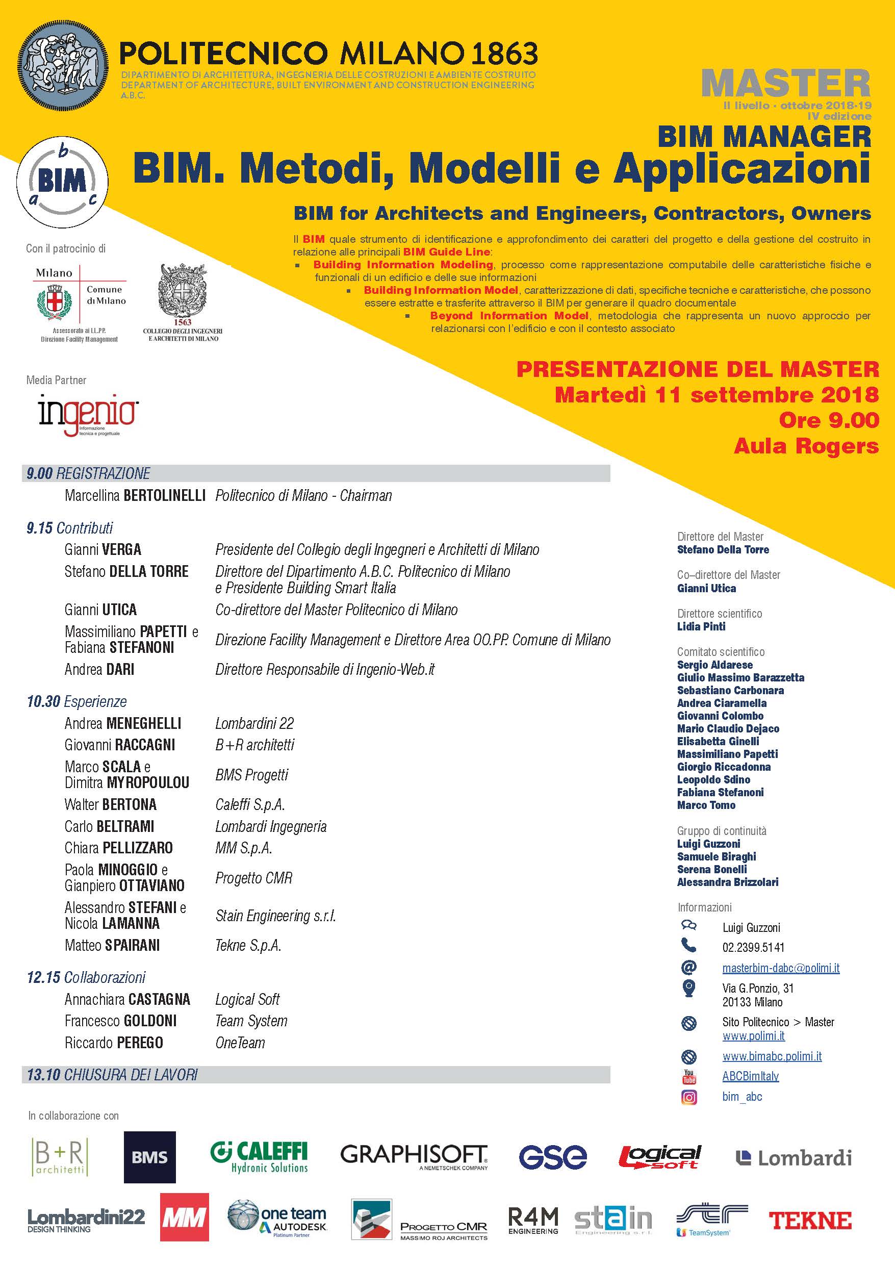 Locandina Interventi Presentazione Master BIM 2018-19